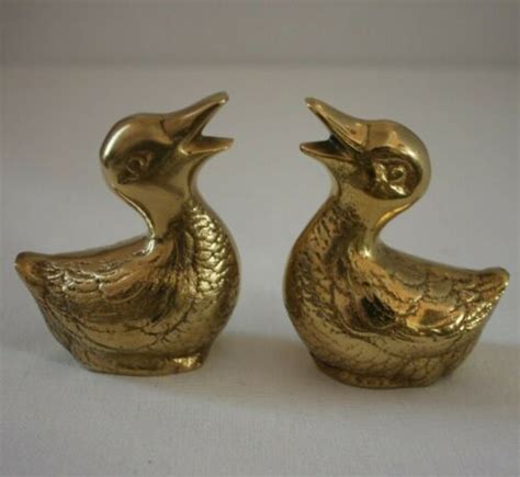 2 Enten Figur Tier 227g Messing Statue Skulptur Anumal Duck Brass Alt