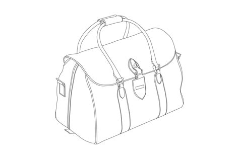 Line Art Duffle Travel Bag With White Background 12615907 Vector Art At