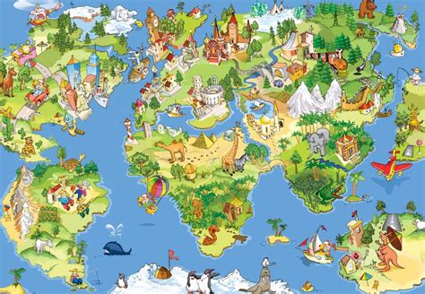 Great and funny world map stock illustration. Image of east - 2454922