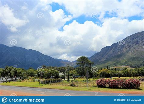 Franschhoek Is A Cozy Little Town In South Africa`s Wine District Stock