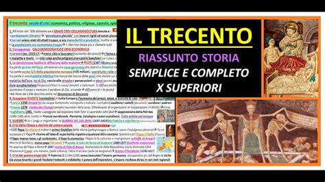 IL TRECENTO Sintesi Storica Semplice E Completa X Superiori Peste