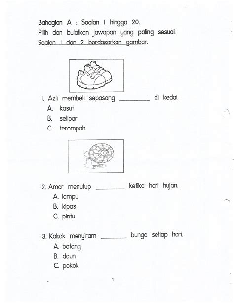 Contoh Soalan Bahasa Malaysia Tahun 1