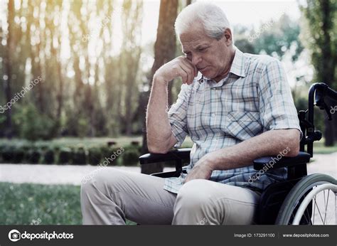 Sad old man in a wheelchair on the park Stock Photo by ©vadimphoto1 ...