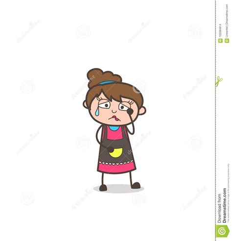 Cara Gritadora Vector De Girl Artist Cartoon Del Cosmetólogo Stock De Ilustración