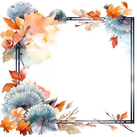 Premium Photo Watercolor Of Ceramic Frame With Chrysanthemum Flowers