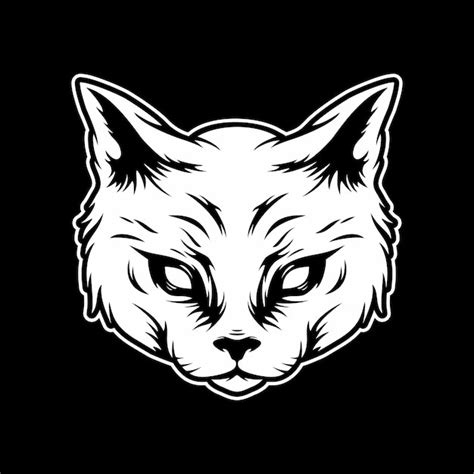 Premium Vector Scary Cat Head Illustration