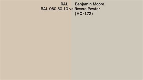 RAL RAL 080 80 10 Vs Benjamin Moore Revere Pewter HC 172 Side By Side