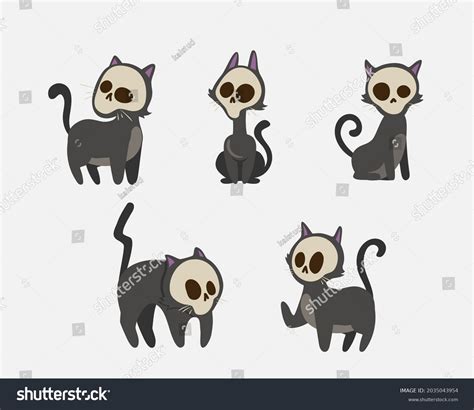 Handdrawn Isolated Cartoon Black Cat Halloween Stock Vector (Royalty ...