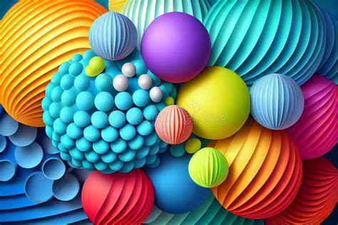 3d Rainbow Color Spheres Cluster Abstract Background Banner Or Sign