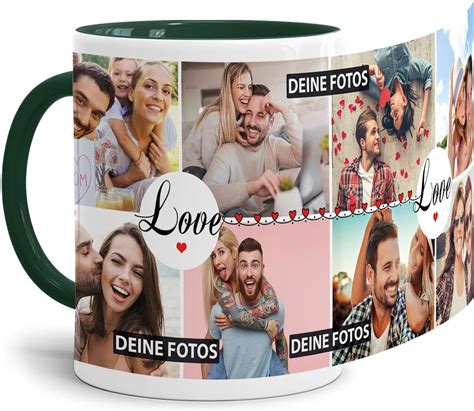 Tasse mit Spruch Love zum SELBSTGESTALTEN mit Foto Collage für 8