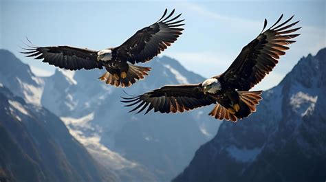 Premium AI Image | A group of eagles are flying in the sky and one of them is flying