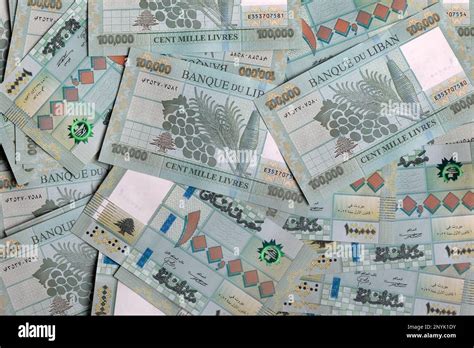 Stacks Of Lebanese Pounds Denomination Symbolizing The