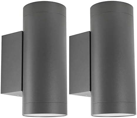 2 X Black Stainless Steel Double Outdoor Wall Light IP65 Up Down Garden