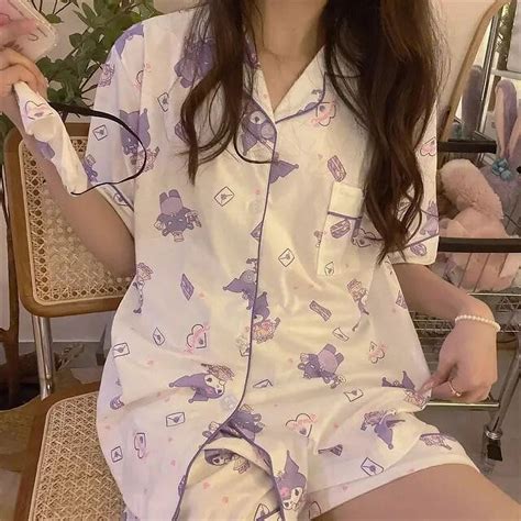 Kawaii Cinnamoroll Pajama Sets Women Cartoon Sanrio Home Clothing Cute