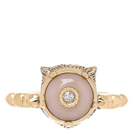 Gucci K Yellow Gold Pink Opal Diamond Le March Des Merveilles Feline