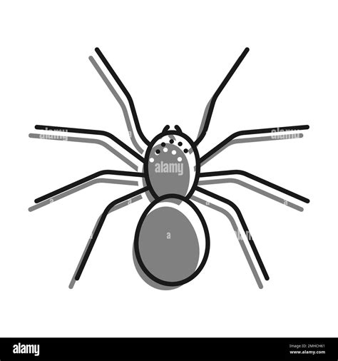 Linear Filled With Gray Color Icon Eight Legged Poisonous Spider