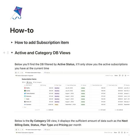 Subscription Organizer