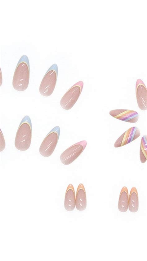 VOTACOS French Tip Press On Nails Medium Almond Fake Nails Nude False