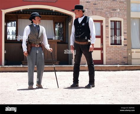 Actors portraying Doc Holliday and Wyatt Earp in a recreation of Stock ...