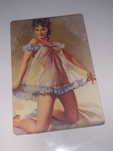 S Pin Up Girl Art Card VERY LOVELY BRUNETTE SEXY Vintage Gown