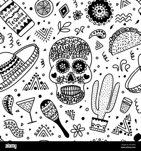 Mexican Doodle Vector Seamless Pattern Stock Vector Image And Art Alamy