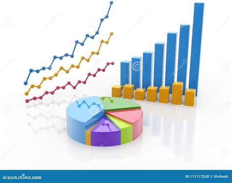 Colorful Graph Types On White Background Stock Illustration