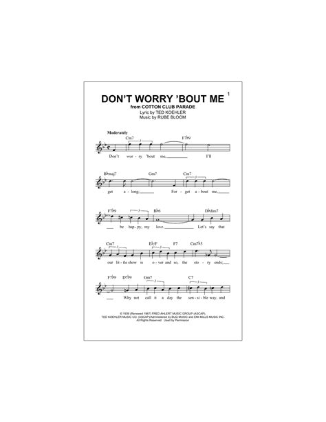 Don T Worry Bout Me Sheet Music Frank Sinatra Lead Sheet Fake Book