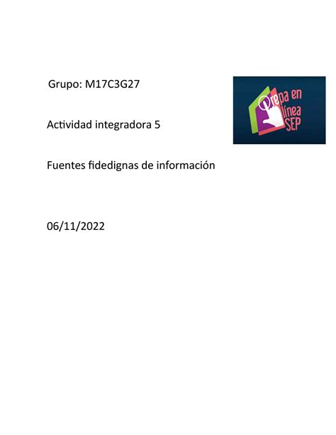 Fuentes Fidedignas De Informacion Grupo M C G Actividad Integradora