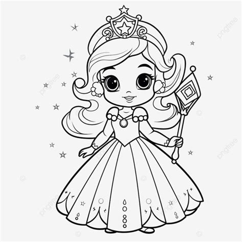 Cartoon Snow Princess Character For Coloring Page Activity Vector