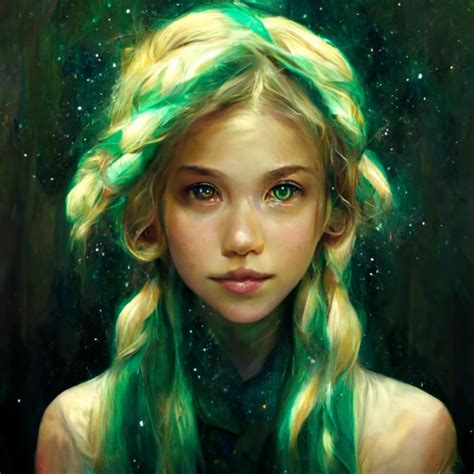 Emerald Eyes Blonde Princess Girl With Emerald Dragon Midjourney