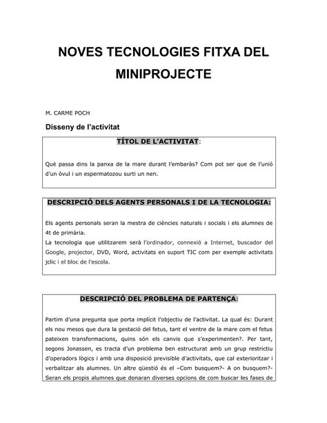 Noves Tecnologies Fitxa Del Miniprojecte PDF