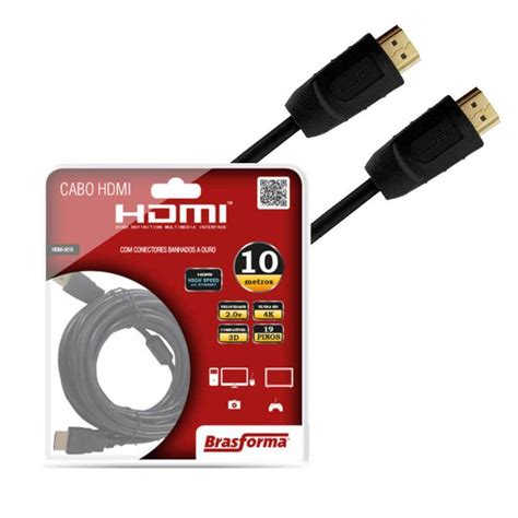 Cabo HDMI 20 Brasforma 4K 3D 1080p KaBuM