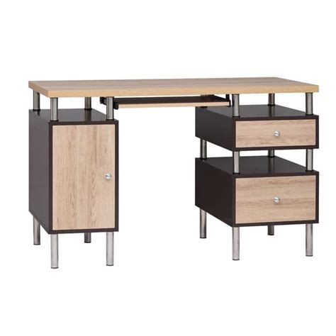 MAYKOOSH Espresso/Natural 2-Drawer Contemporary Two-Tone Small Desk ...