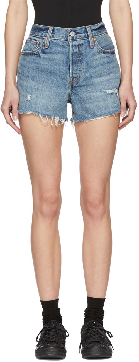 Levi S Blue Denim Wedgie Shorts Ssense