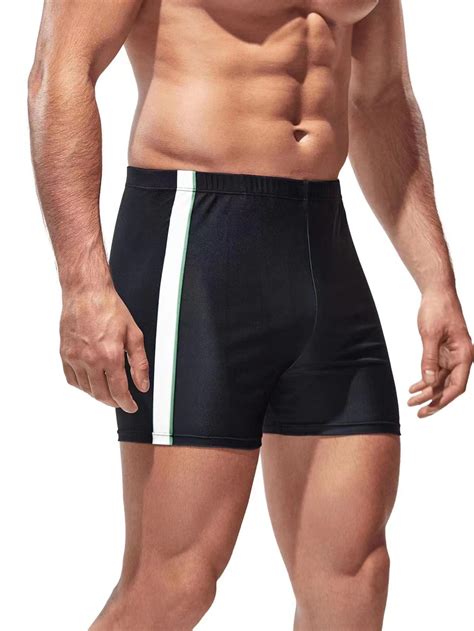 Men Contrast Side Seam Square Leg Swim Trunks