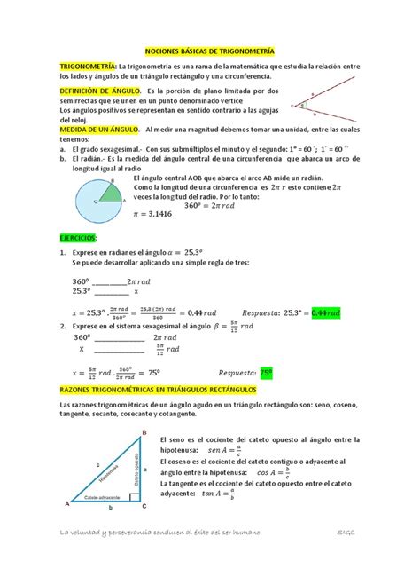 Introducción A Los Conceptos Básicos De Trigonometría Pdf Trigonometría Funciones