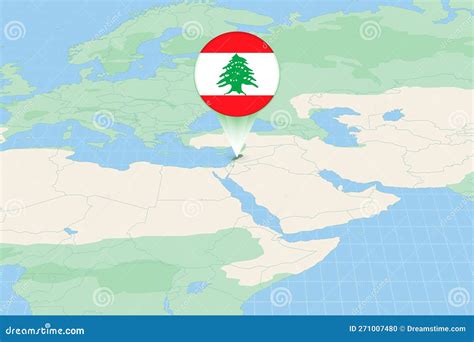 Kaart Afbeelding Van Libanon Met De Vlag Cartografische Illustratie