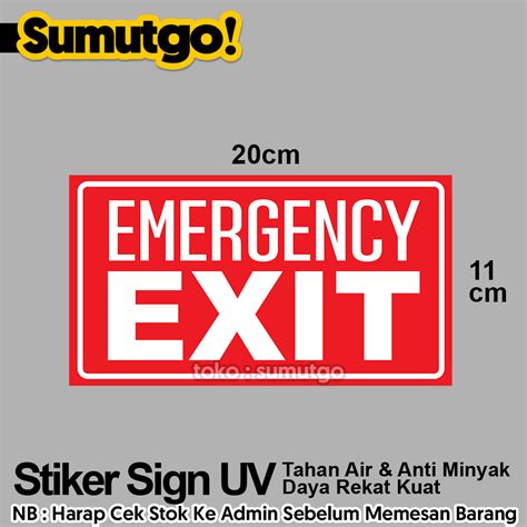 Jual Stiker Tulisan Emergency Exit Jalur Pintu Evakuasi Darurat Uk X