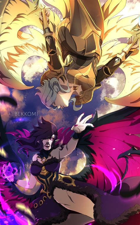 I commissioned this piece of Kayle and Morgana fighting and thought I'd ...