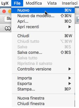 Creare E Configurare Un Nuovo Documento Con Lyx Lyx Guida Per Immagini