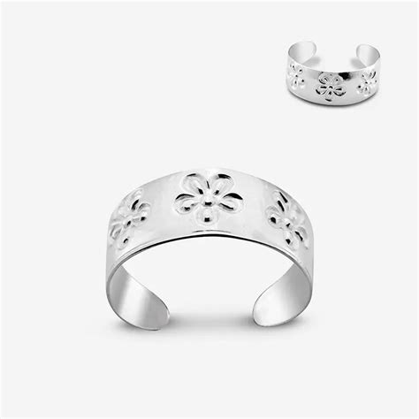 Flower Design Plain Toe Ring Whole Sale 925 Silver