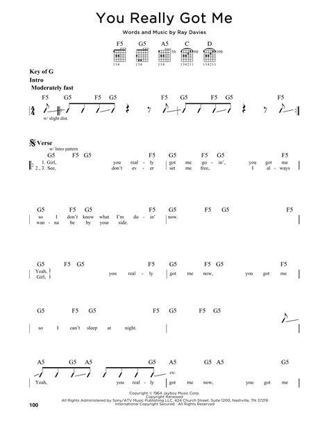 You Really Got Me By The Kinks Guitar Lead Sheet Guitar Instructor