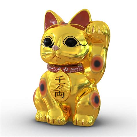 3d Maneki Neko 2 Golden