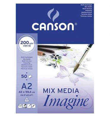 CANSON Bloc 50 feuilles de papier dessin IMAGINE 200g A2 blanc livré