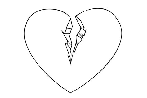 Broken Heart Outline Illustration Simple Heartbreak Icon With Black