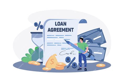 Premium Vector Man With The Loan Agreement Illustration Concept On