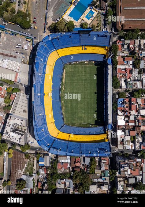 Beautiful aerial view to La Bombonera soccer stadium for Boca Juniors ...