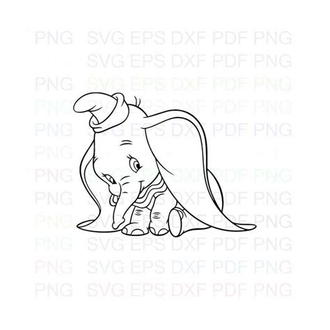 Dumbo Baby Elephant Outline Svg Dxf Eps Pdf Png Cricut Cut Inspire