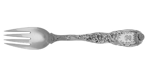 Chrysanthemum Sterling Monograms Individual Solid Fish Fork By