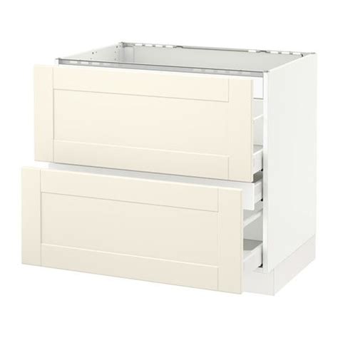 Sektion Base Cabinet Fcooktop W3 Drawers White Maximeraveddinge